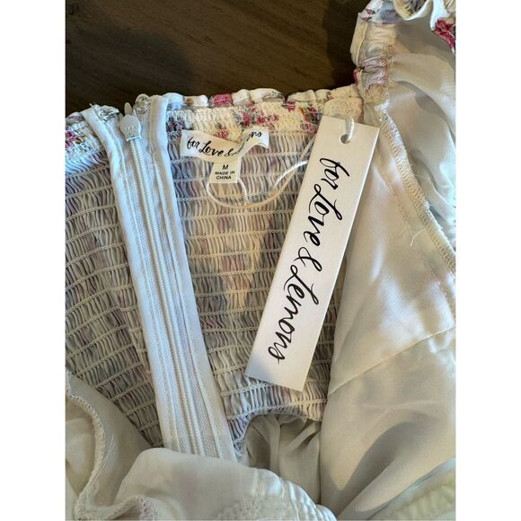 For Love & Lemons Etienne Mini Dress Medium Floral Coquette Corset Puff NWT - Picture 9 of 9